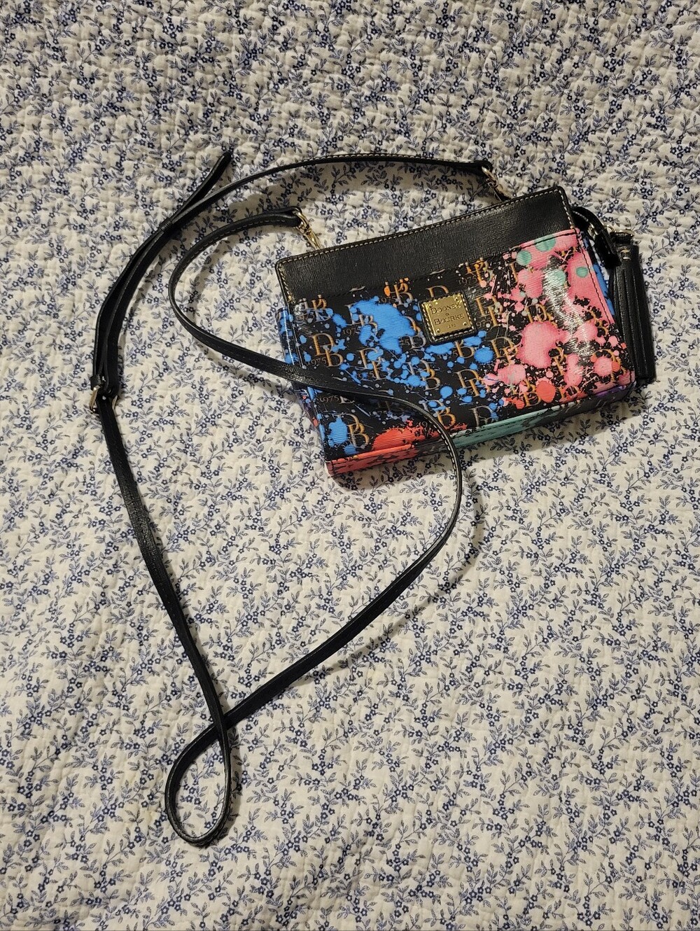 Dooney & Bourke Black Trim Multi-Color Splash Crossbody Bag